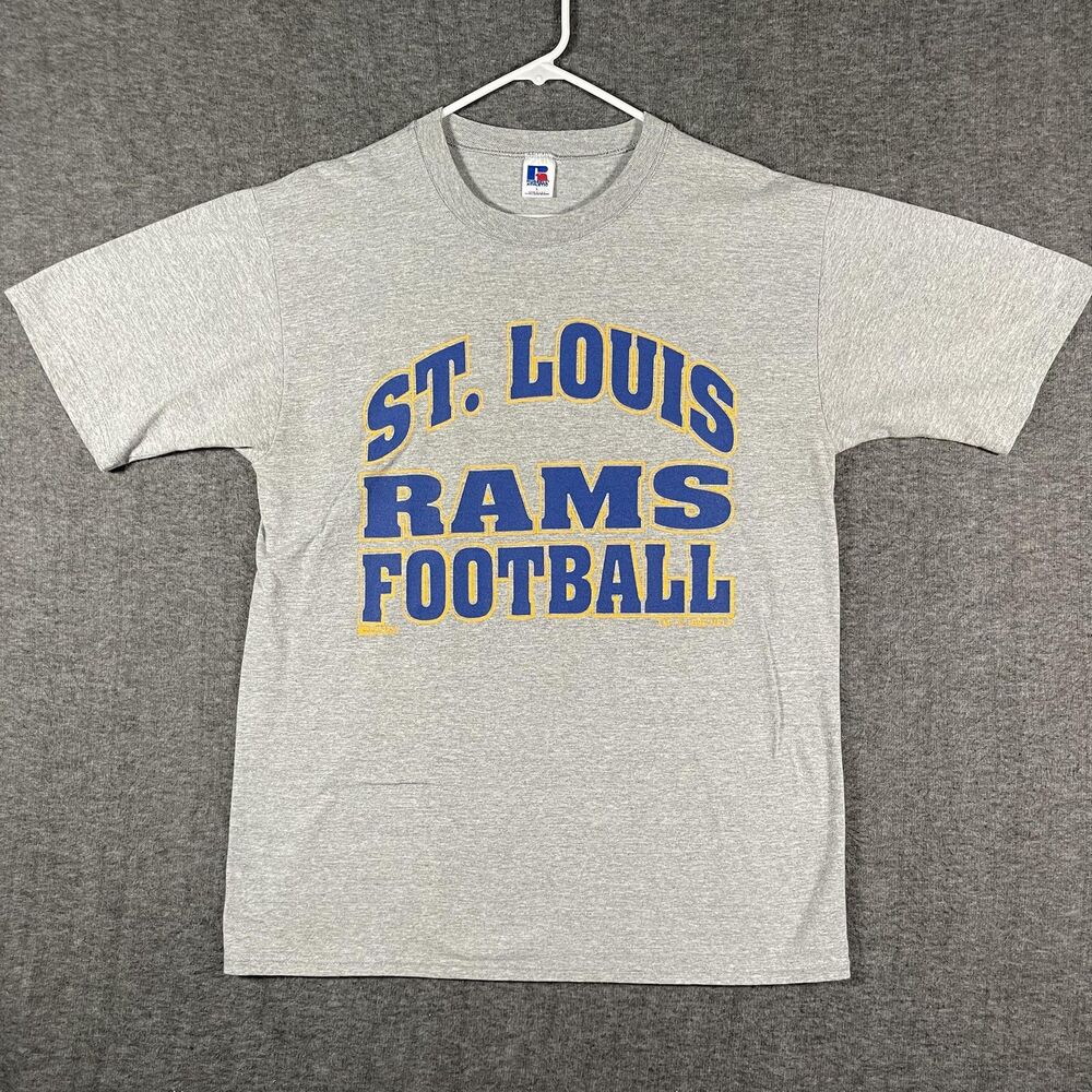 Vintage St. Louis Rams Shirt Mens Large Gray NFL Football Russell Athletic 90s